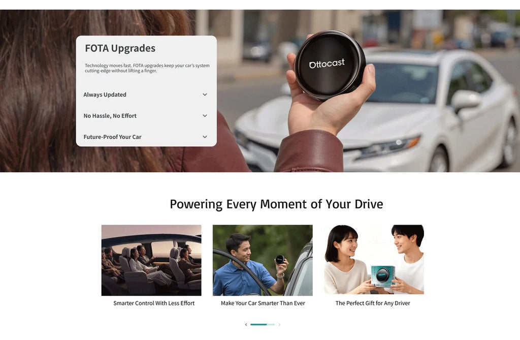 OTTOCAST P3 Pro Ai Box Wireless Carplay Android Auto Aadapter Ai Voice QCM 6225 Video Box for Benz Audi Kia Hyundai VW Toyota