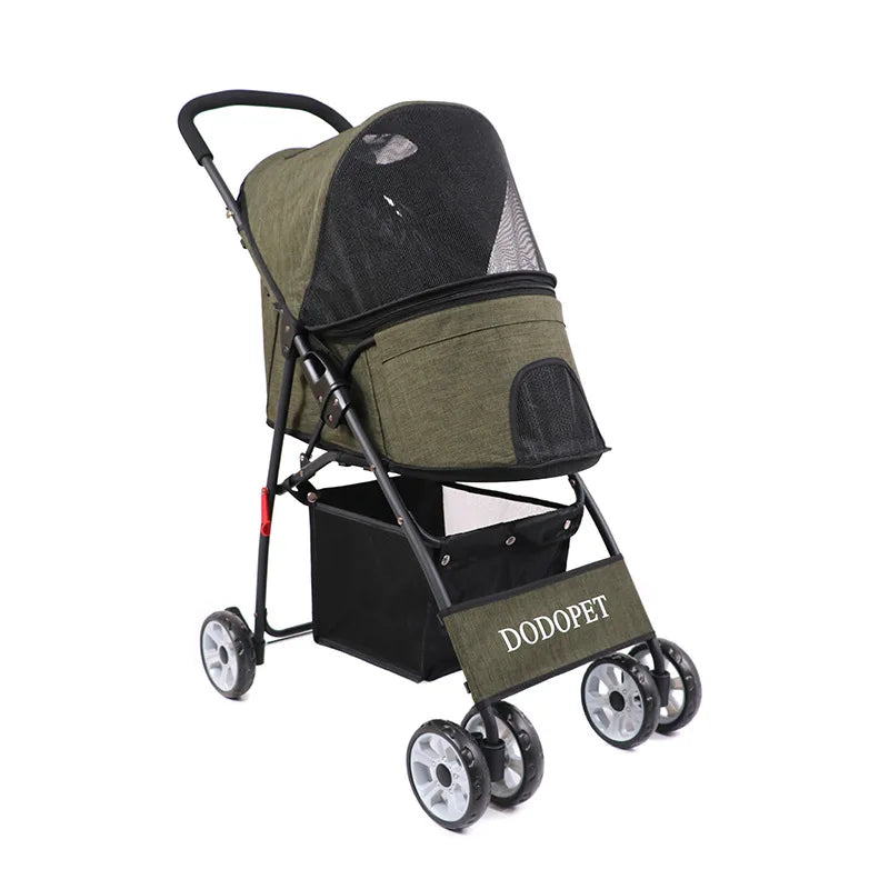 Lightweight Foldable Luxury Pet Travel Stroller Cart 2026 New Fashion Portable Carrier for Small Dogs Cats Outdoor Walk