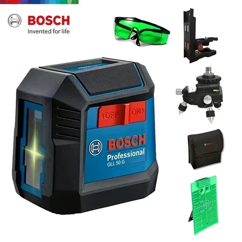 Bosch Laser Level GLL 50 G Green 2 Lines Level 15M Self-leveling Horizontal & Vertical Cross Super Powerful Measuring Tools