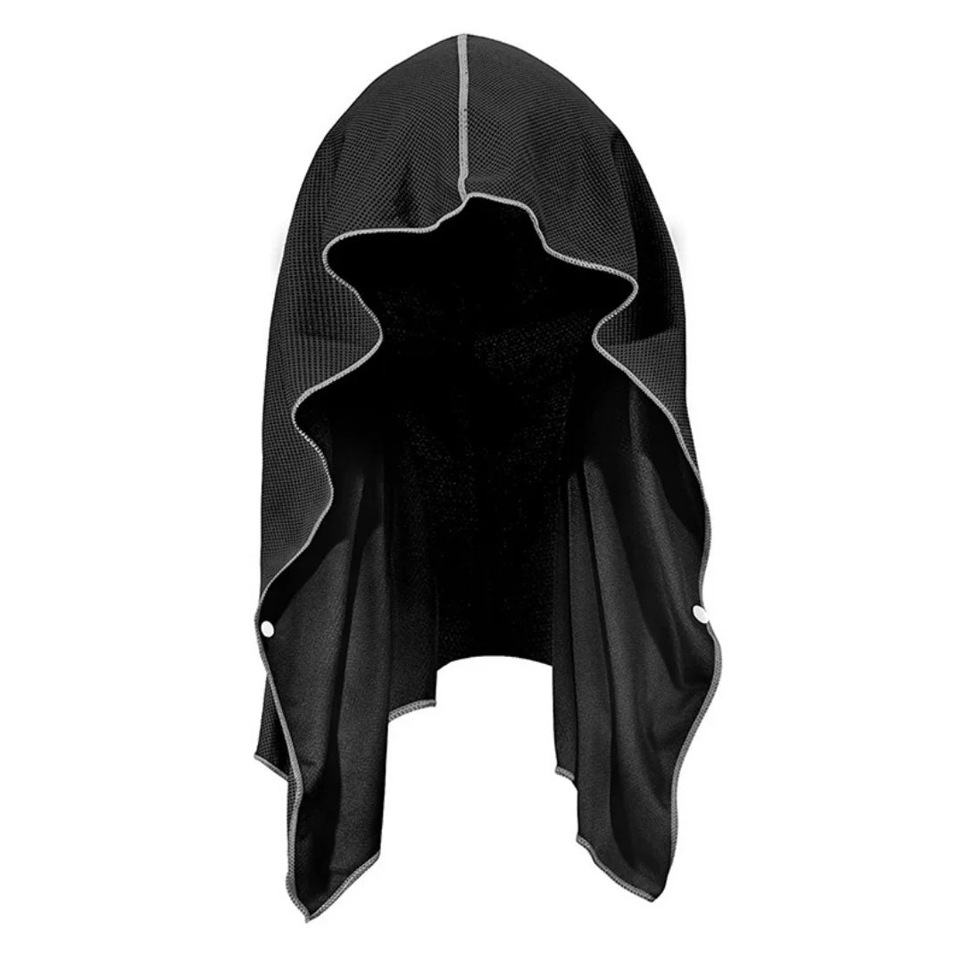 Summer Hooded Cool Towel Sun Protection Insulation Quick Drying Headscarf with Buttons for Hiking Fishing Outdoor Beach Sports