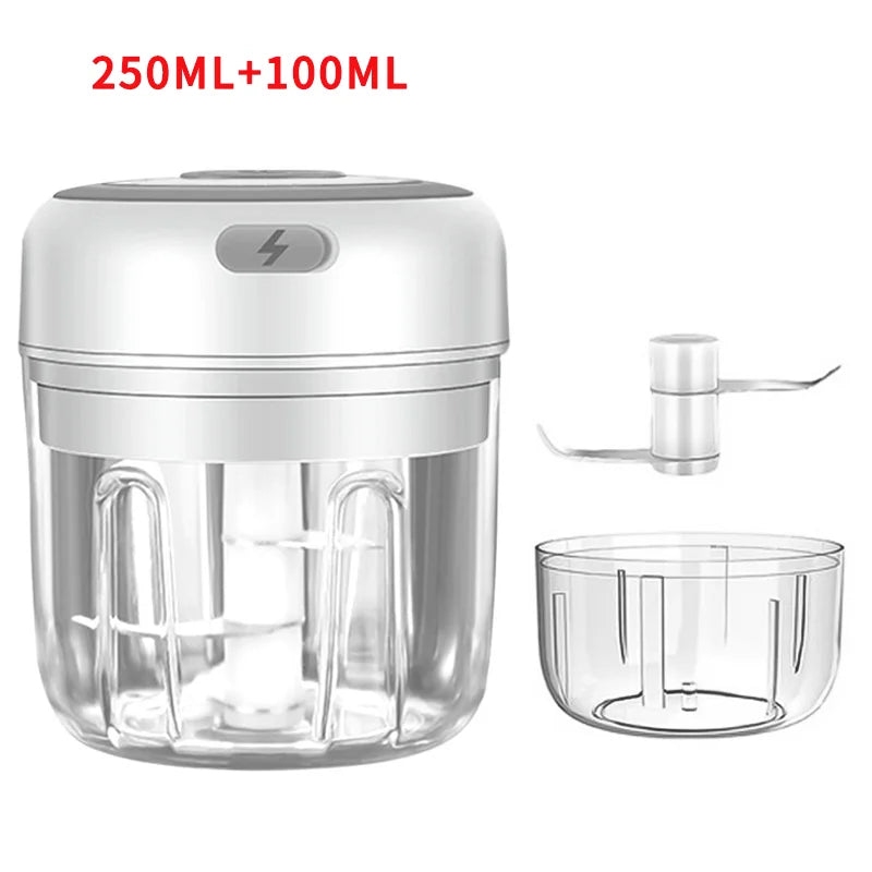 HiPiCok Hachoir à Viande Électrique, Presse-ail, Mini Hachoir Électrique, Hachoir à Légumes, Hachoir Mixeur, Appareils de Cuisine USB