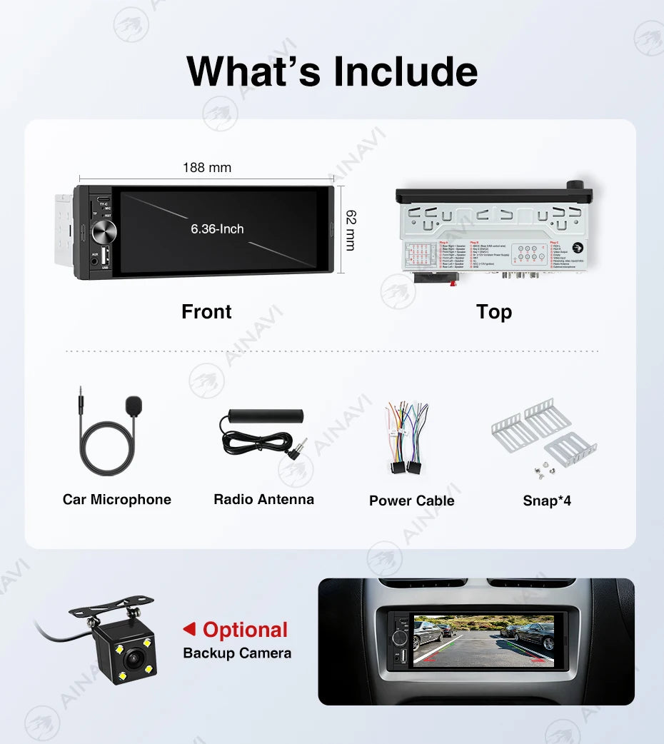 AINAVI K40 K50 Universal Car Radio 1 Din Carplay Wireless Android Auto Car Multimedia MP5 HD IPS Touch Screen USB TYPE-C BT 5.0