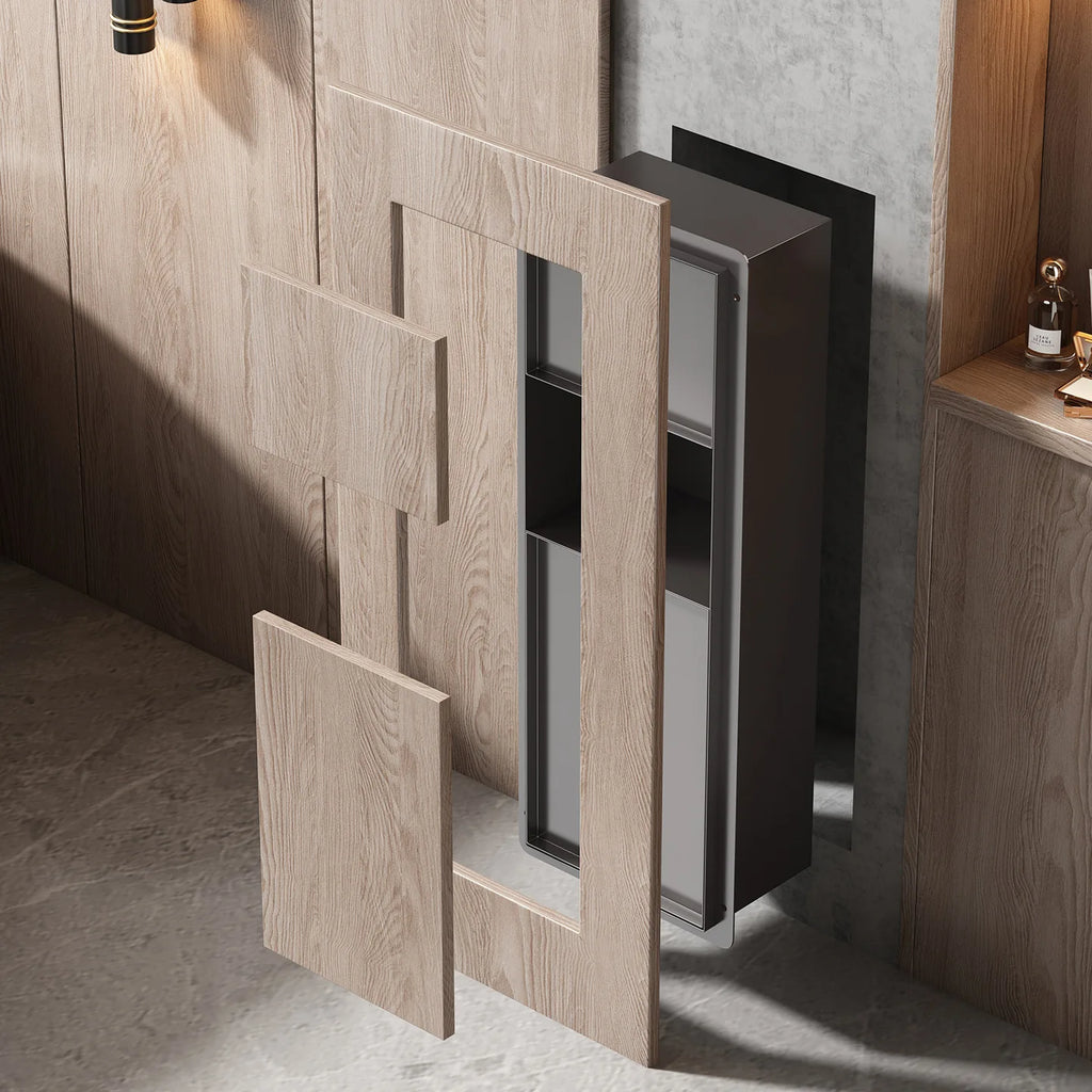304 Stainless Steel Concealed Toilet Niche Concealed Garbage Bin with Hidden Trash Can Tissue Box Embedded Design