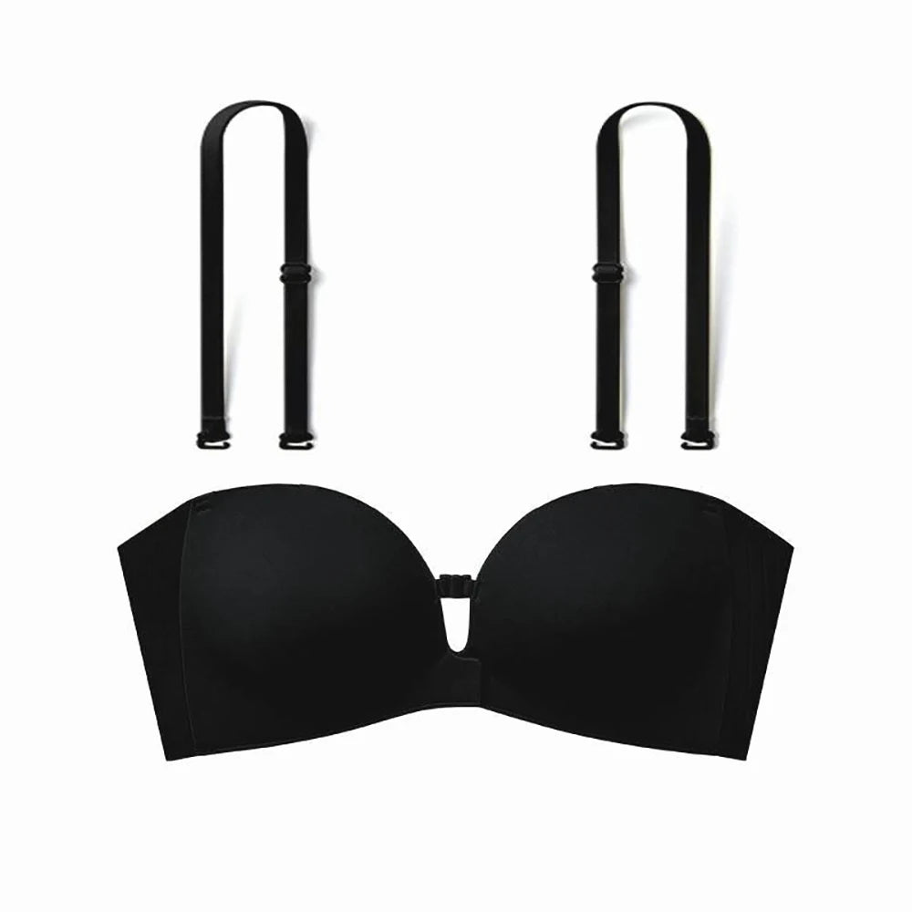 Soutiens-gorge d'été invisibles sans bretelles sans dos pour femmes, push-up sans couture, sans armatures, fermeture frontale, brassière