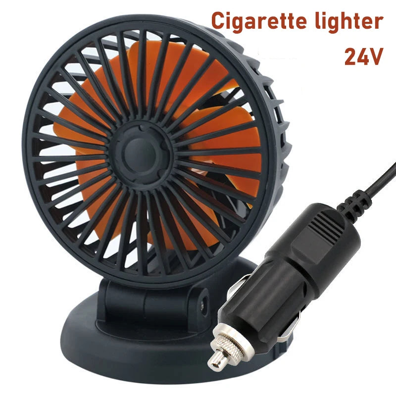 Lenovo Ventilateur de voiture 360° réglable à 3 têtes Ventilateur électrique automobile Ventilateur USB/12V/24V Ventilateur de voiture silencieux à 2 vitesses pour la maison et le bureau