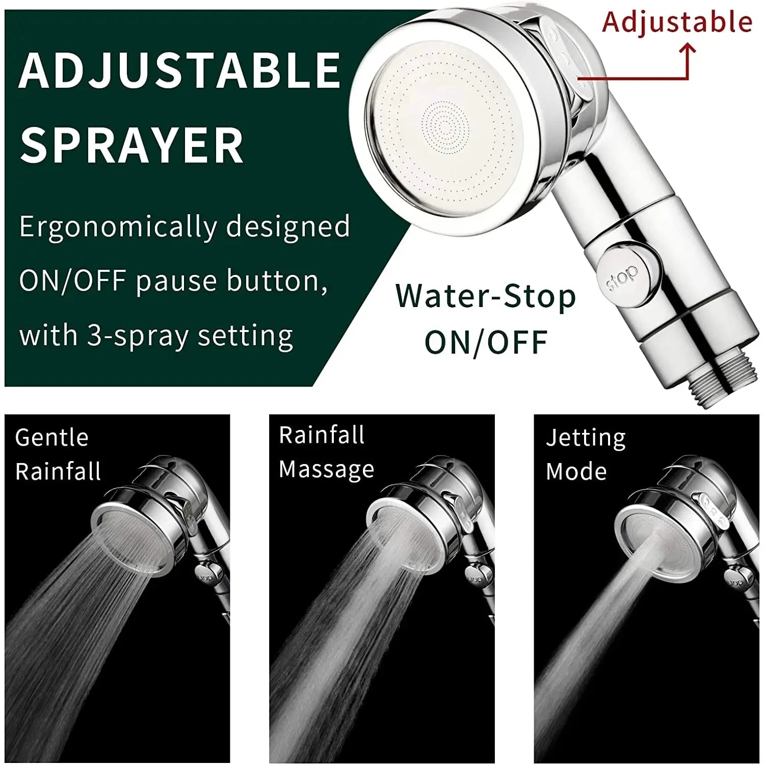 3 Mode Bidet Faucet External Shower Head Bathroom Kitchen Basin Tap Adapter Splitter Set Water Diversion Shower for Beauty Salon