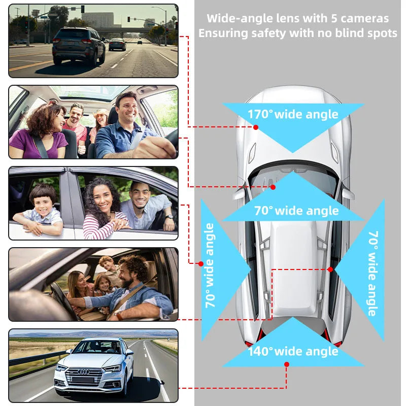 FHD 1080P 5 Channel Full HD Car DVR Wifi Dash Cam 5 Cameras Dashcam Video Recorder Night Vision Black Box 24H Parking Mode