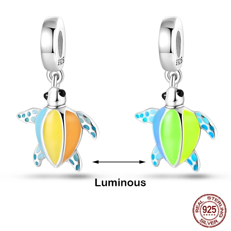 Hot Sale 925 Silver Glow in the dark Firefly Honeybee Star Charms Beads Fit Qikaola 925 Original Bracelets Fine DIY Jewelry Gift