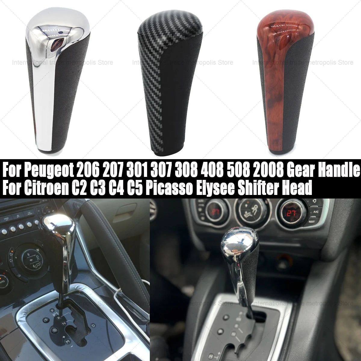 1 poignée de levier de vitesse automatique pour Peugeot 206 207 301 307 308 408 508 2008, levier de vitesse pour Citroën C2 C3 C4 C5 Picasso Elysee
