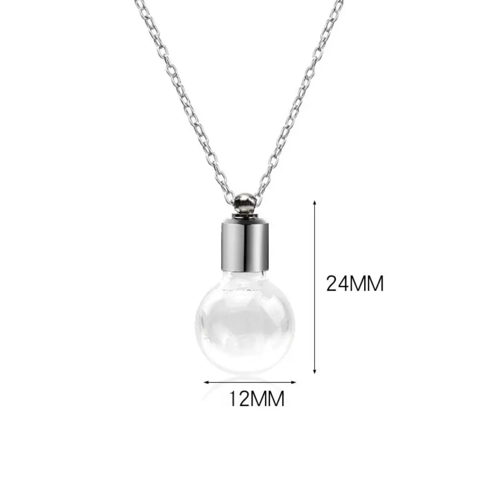 Ashes Holder Glass Bottle Necklace Transparent Glass with Chain Perfume Vial Pendant Fillable Keepsake Memorial Necklace