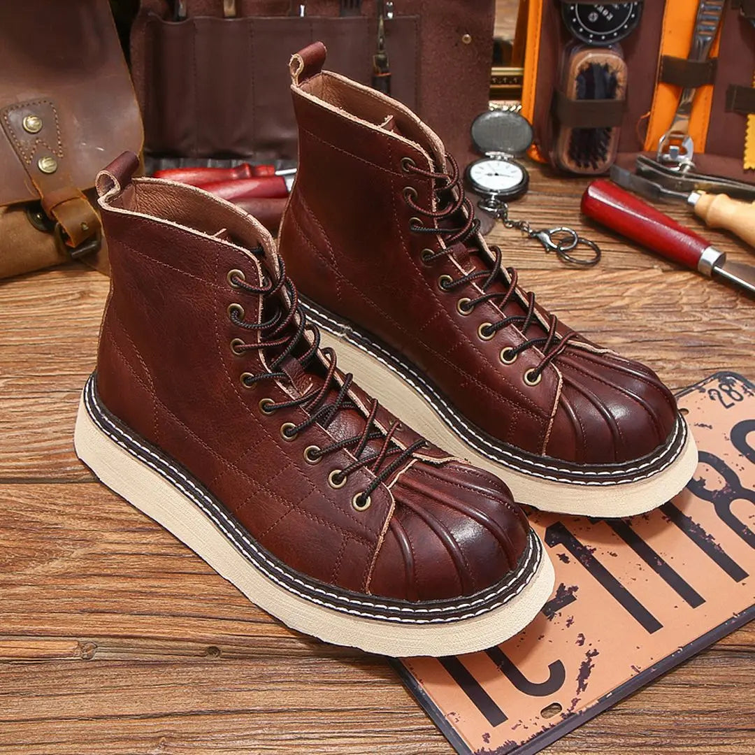 New Fashion Vintage British Men Leather Shoes Casual Round Toe Ankle Boots Spring Autumn Business Dress Chelsea Boots