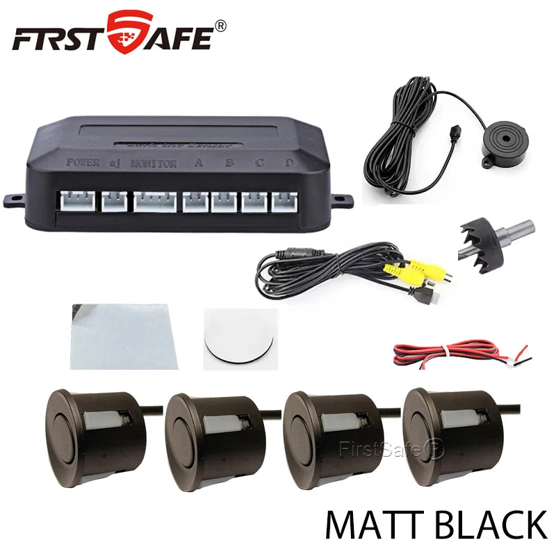 FirstSafe Factory CVBS AHD Video Parking 4 Sensors Car Reverse Backup Rear Buzzer Radar Monitor System Support Android System