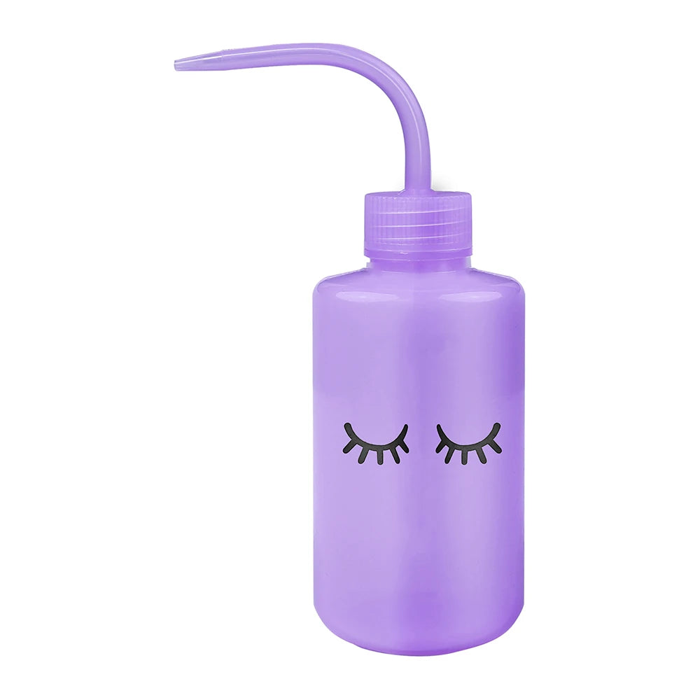 1PCS Plastic Eyelash Cleaning Bottle with Elbow Brush Water Squeeze Dropper for Lash Bath and Primer Application