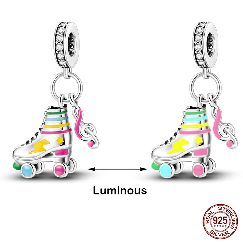 Hot Sale 925 Silver Glow in the dark Firefly Honeybee Star Charms Beads Fit Qikaola 925 Original Bracelets Fine DIY Jewelry Gift