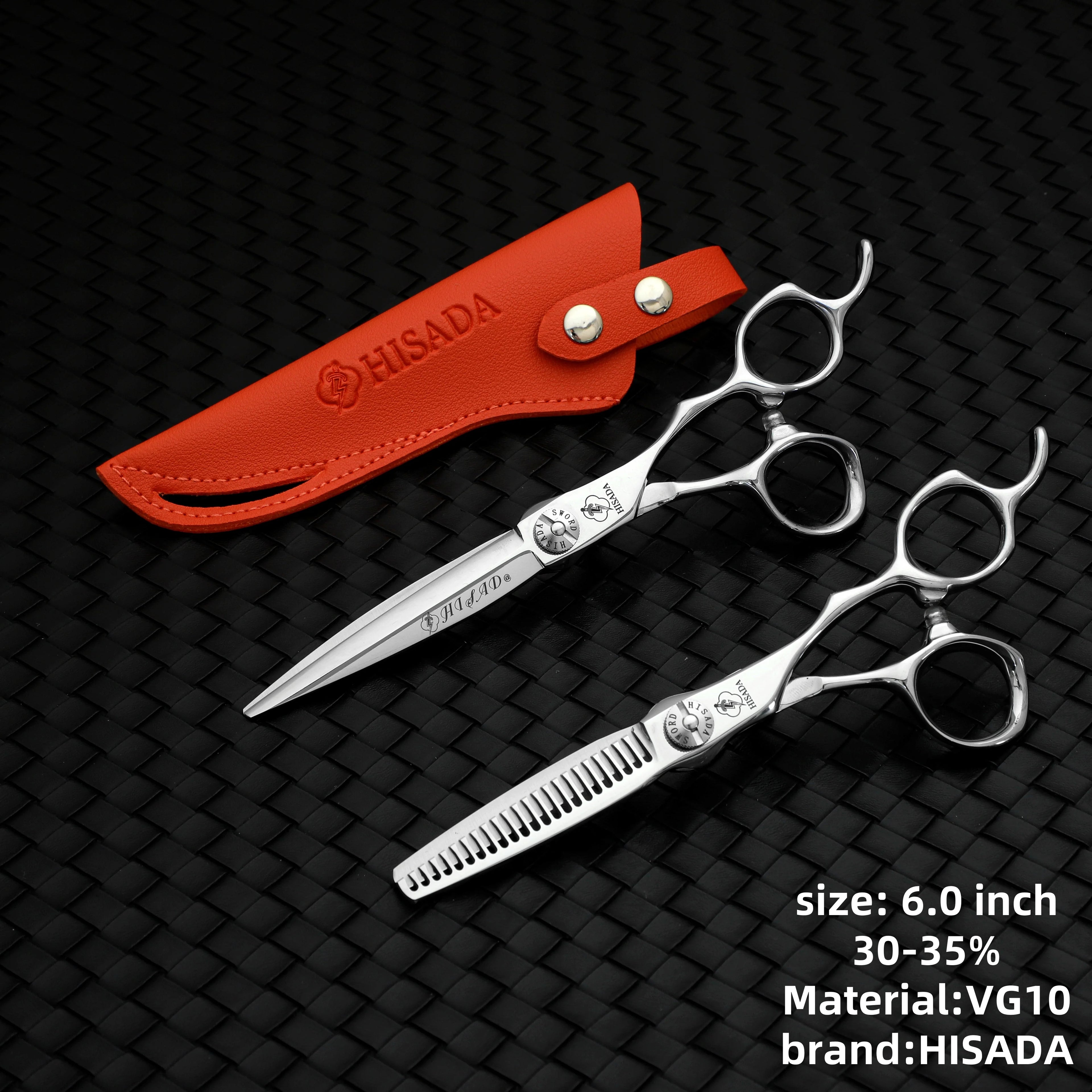 HISADA Hairdressing Scissors Professional Barber Scissors 6.0 Inch Scissors VG10 Material Professional Barber Scissors