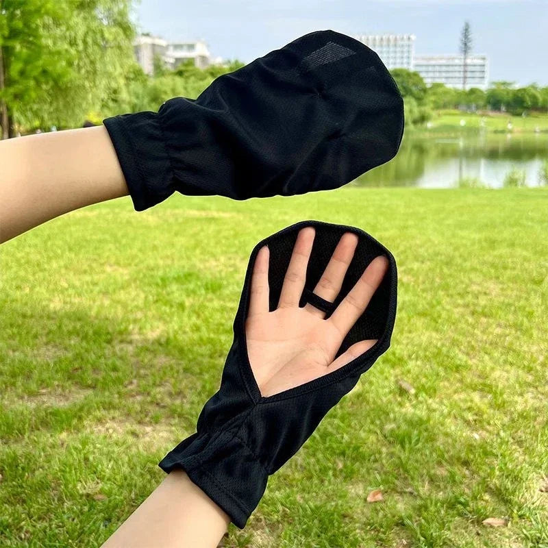 1set Driving Sun Protection Gloves Breathable Fabric Anti-slip Outdoor Cycling Resistant Short Gloves Outdoor hiking accessories