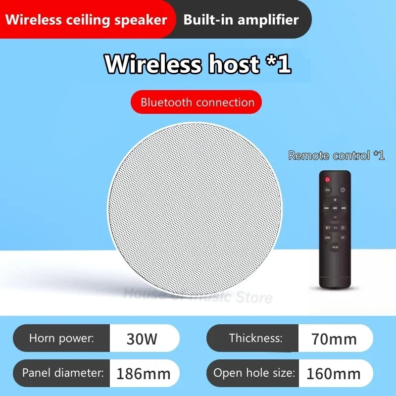 High Quality Home Theater Ceiling Speakers 30W High Power Host Wiring-free Wireless Bluetooth Connection With Remote Control