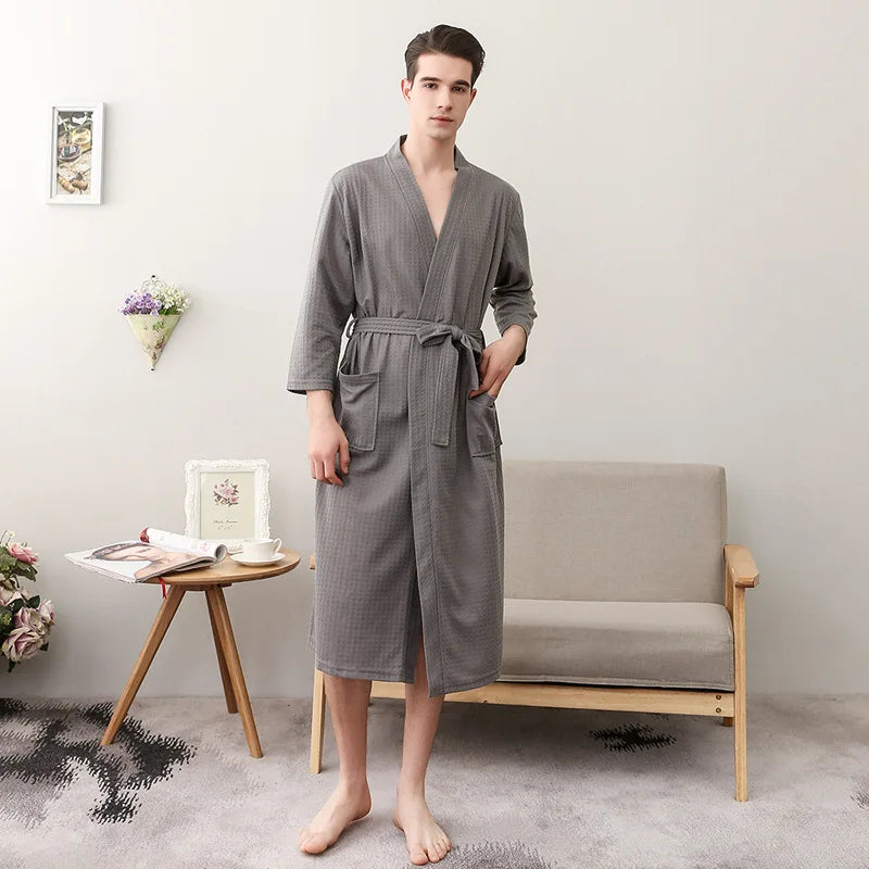 Custom Couple Bathrobe Embroidered with Names Logo Home Clothes Waffle Knit Bathrobe for Couples Hotel Spa Robe for Men Women