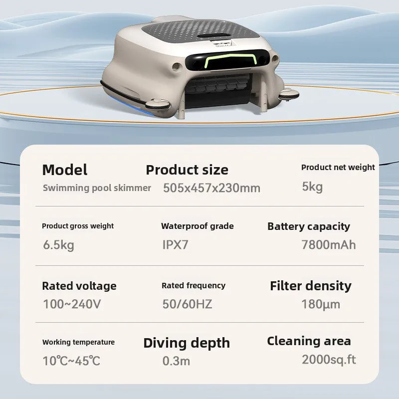 Wireless Automatic Surface Skimmer Pool Cleaning Robot – Floating Debris Collector with Leaf Collection for Swimming Pools