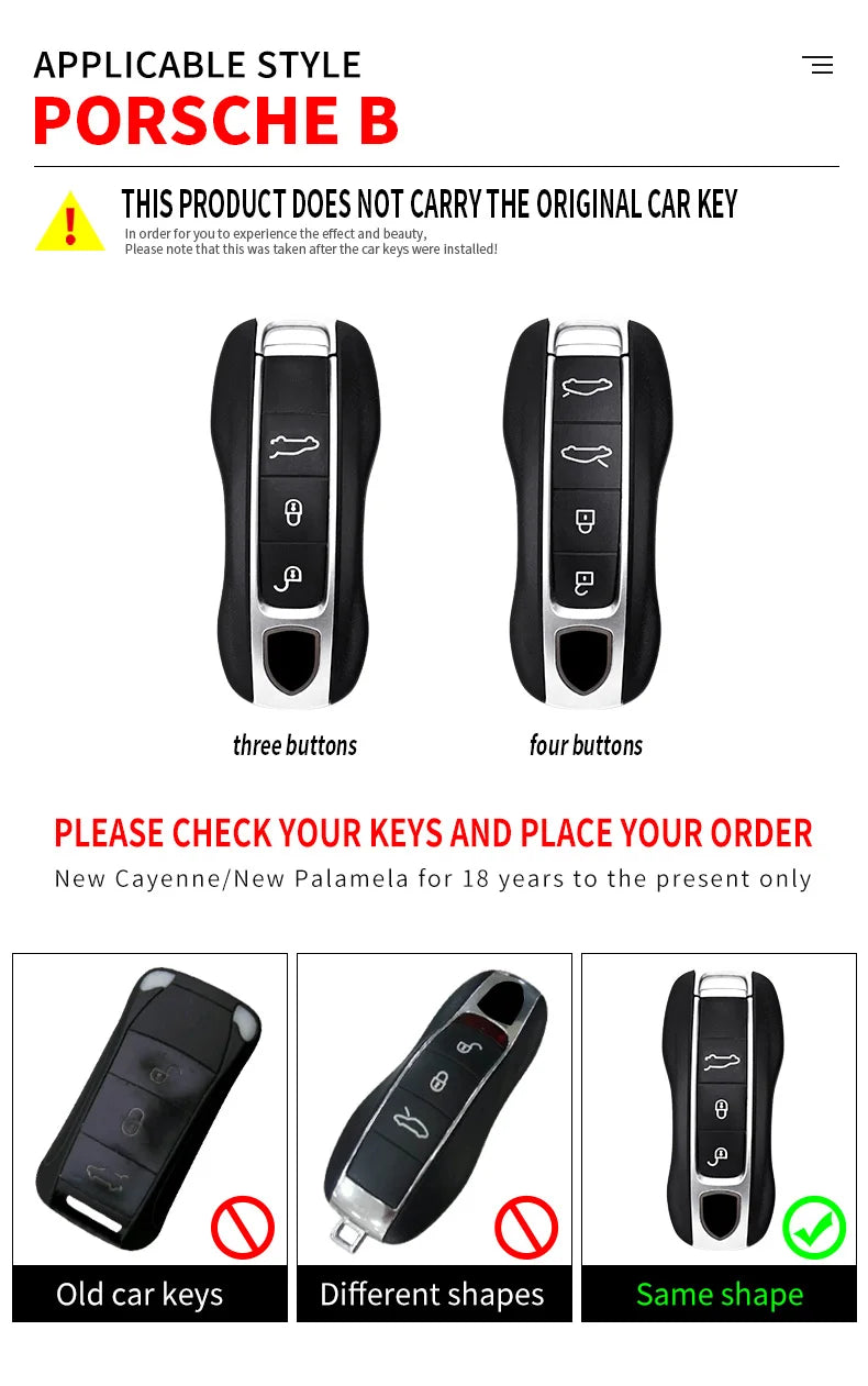 Zinc Alloy Car Smart Key Case Cover Shell Fob for Porsche New Cayenne Panamera 911 992 Taycan Car Protect Interior Accessories
