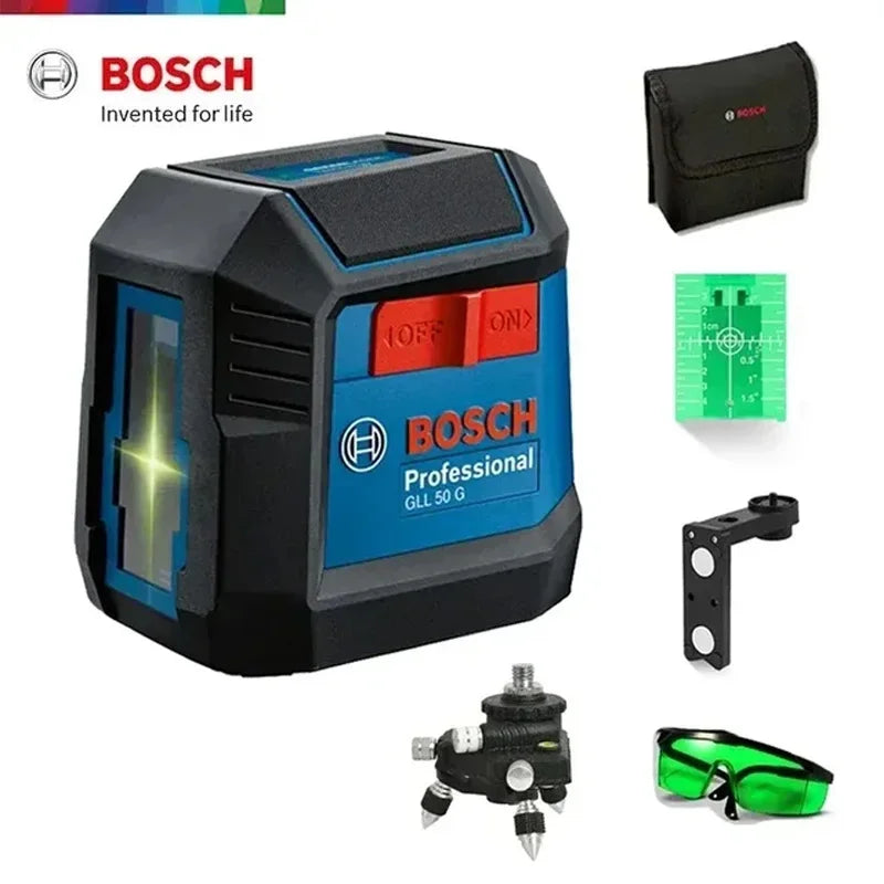 Bosch Laser Level GLL 50 G Green 2 Lines Level 15M Self-leveling Horizontal & Vertical Cross Super Powerful Measuring Tools