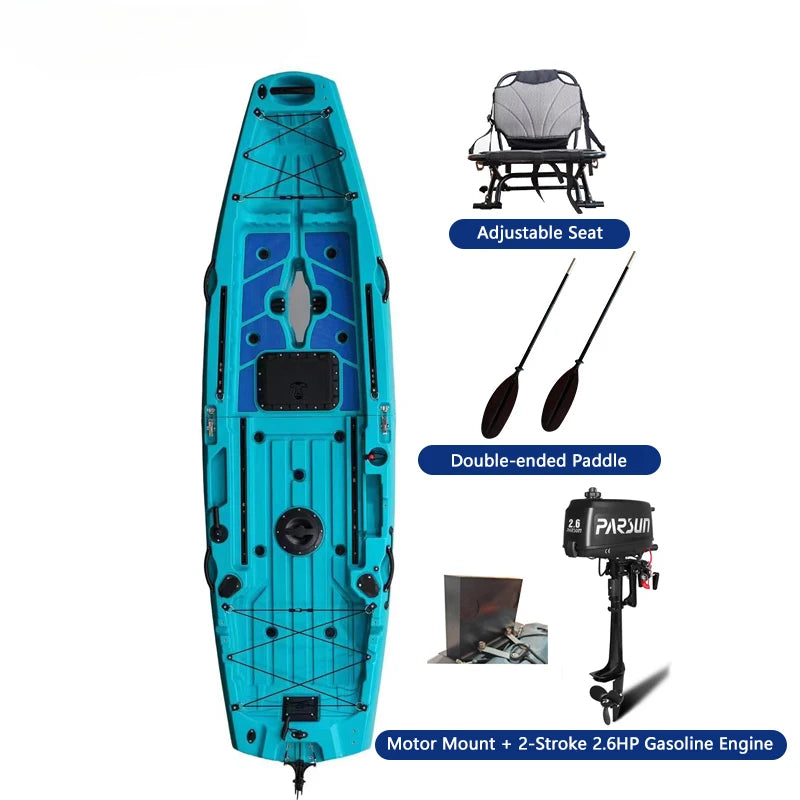 Modular Kayak LLDPE Fishing Boat Motorized Canoe Seat Paddle Rotomolded Portable Take Apart Raft Angling Drift Engine Water Gear