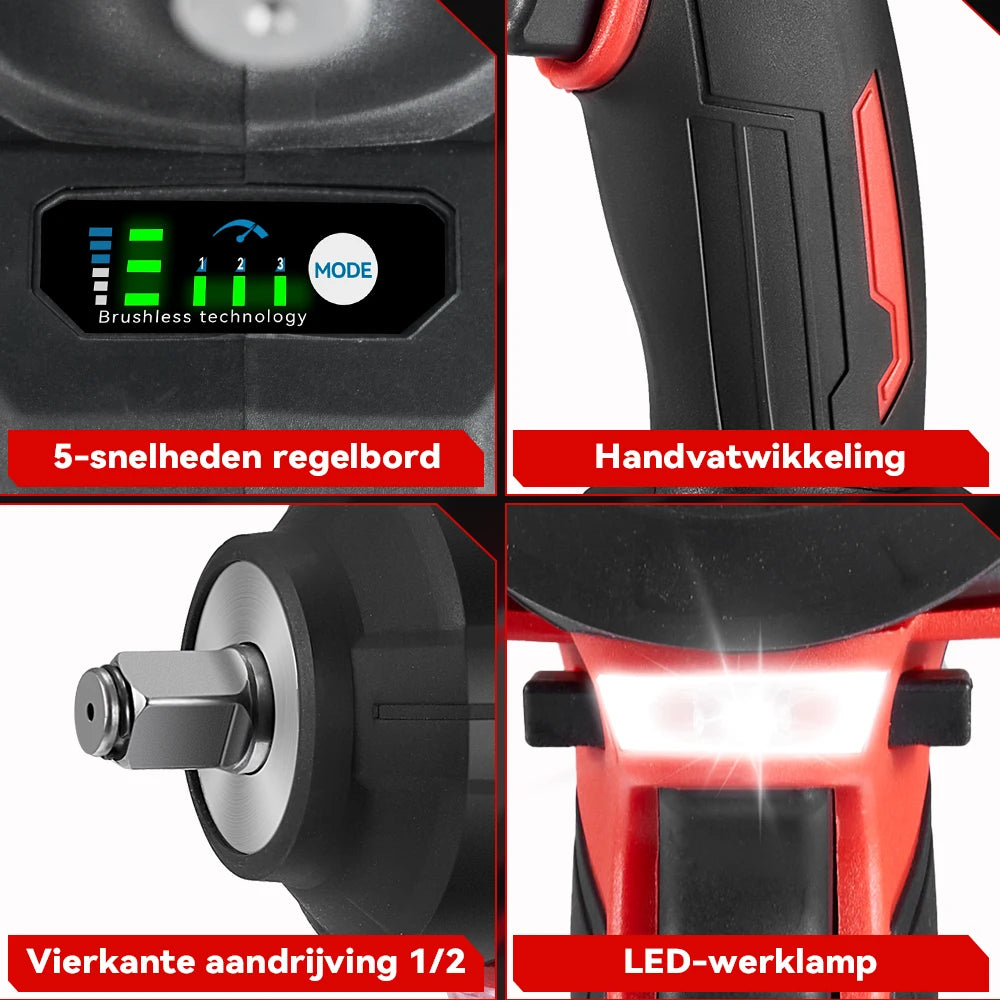 ONEVAN 2800N.M Brushless Electric Impact Wrench Cordless High Torque Screwdriver Drill Power Tool For Makita 18V Battery Pin