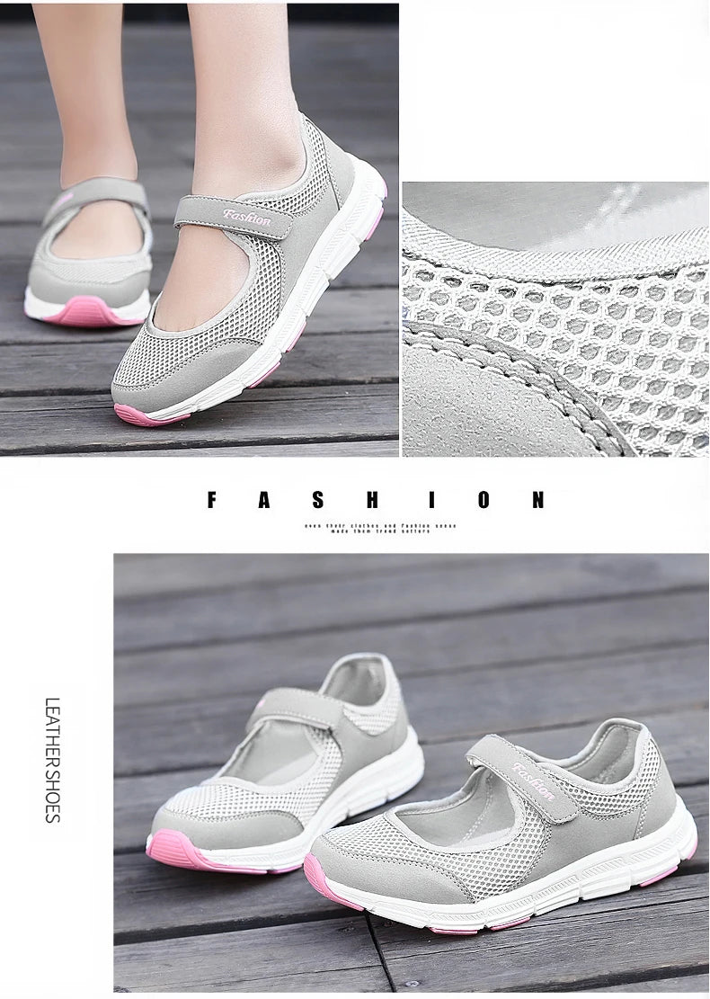 Women's Breathable Walking Shoes Ladies Fashion Mary Jane Sneakers Adjustable Working Nurse Shoes Lightweight Flats Roll