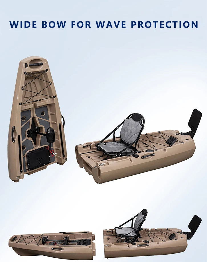 Modular Kayak LLDPE Fishing Boat Motorized Canoe Seat Paddle Rotomolded Portable Take Apart Raft Angling Drift Engine Water Gear