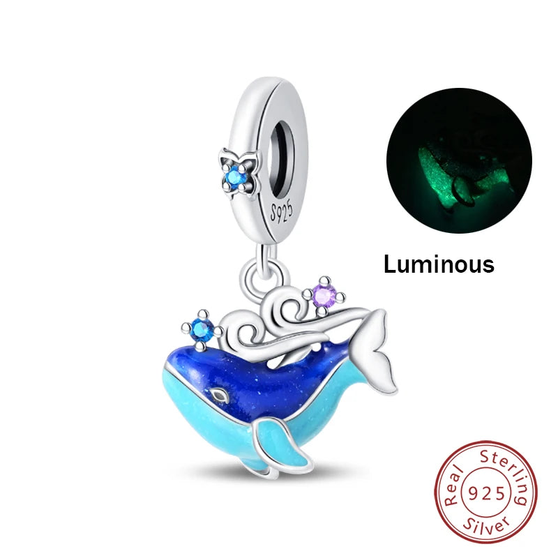 Hot Sale 925 Silver Glow in the dark Firefly Honeybee Star Charms Beads Fit Qikaola 925 Original Bracelets Fine DIY Jewelry Gift