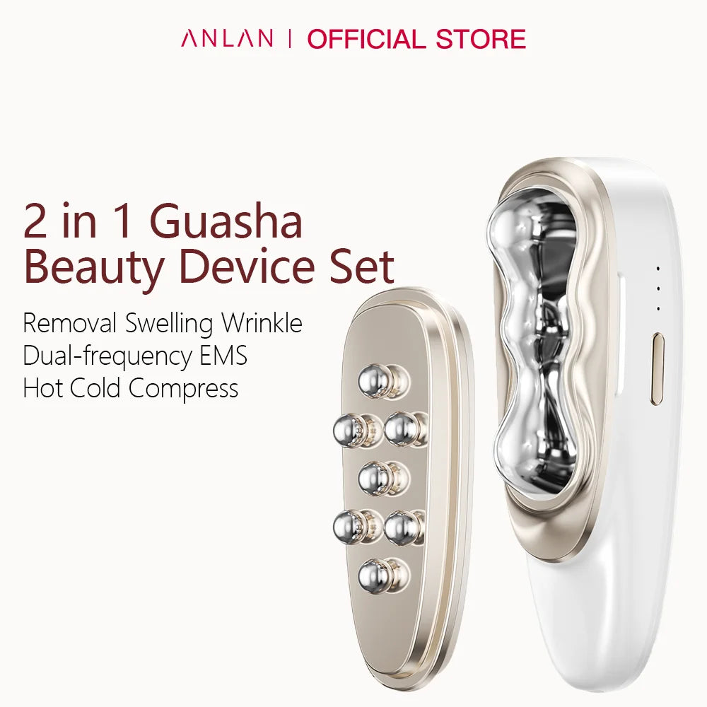 ANLAN 2 in 1 Guasha Beauty Device Facial Removal Swelling Wrinkle Dual-frequency Microcurrent Hot Cold Skincare Body Massager