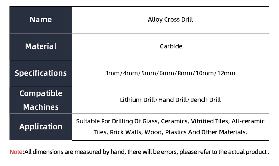 TOOLEYE Cross Hex Drill Bit Set For Concrete Porcelain Tile Glass Metal Multifunction Drill Bits Kit Power Tools Drilling Drills