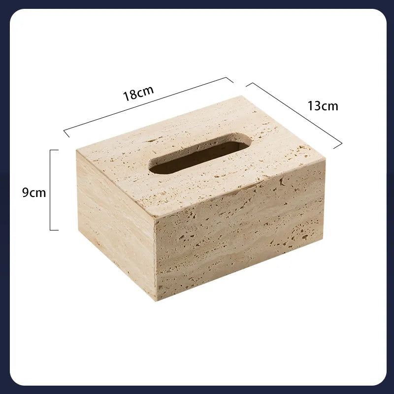 4Pcs Natural Travertine Bathroom Set Wabi Sabi Minimalist Soap Dispenser Tissue Box Luxury Hotel Show House Organizer Decor