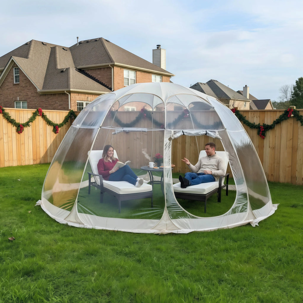 Large Instant Pop-Up Bubble Tent, Weatherproof Outdoor Igloo Screen House, Oversize Camping Pod, Patio Cold Protection