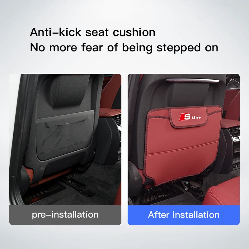 Leather Car Seat Protector Kids Anti-kick Pad Storage Bag For Audi Sline A3 A4 A5 A6 A7 A1 A2 A8 Q1 Q2 Q3 Q4 Q5 Q6 Q7 Q8 TT RS3