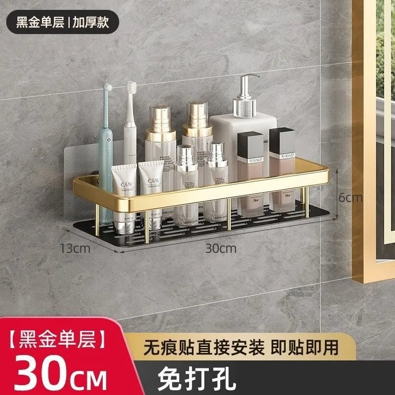 Storage Organizer Shower Shelf Bathroom Shelf Aluminum Alloy Shampoo Rack Makeup Bathroom Accessories No Drill Wall Corner Shelf
