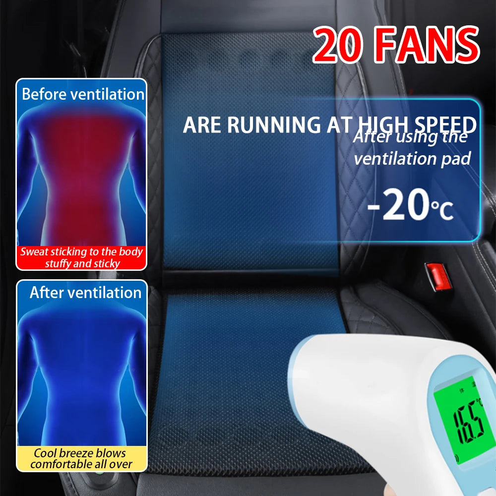 DC 12V 3D Spacer Car Summer Cool Air Seat Cushion With 16/20/24Fan Fast Blowing Ventilation Seat Cooling Pat Refrigerated Seat