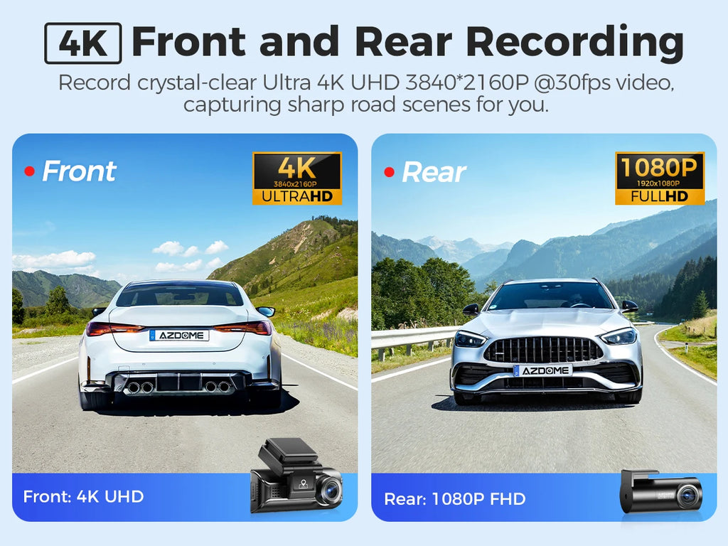 AZDOME M550 Pro Dash Cam Car DVR 5.8Ghz WiFi 3.19" IPS 2 or 3 Channel Dash Camera GPS Night Vision Dual 4K+1080P Parking Monitor