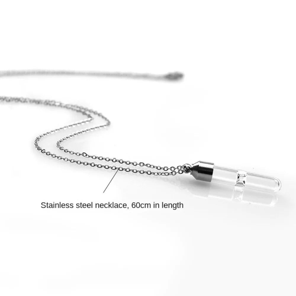 Ashes Holder Glass Bottle Necklace Transparent Glass with Chain Perfume Vial Pendant Fillable Keepsake Memorial Necklace
