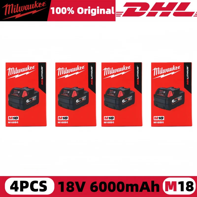 100% New Milwaukee M18 6.0Ah High Output Battery 18V Lithium-ion Rechargeable for Milwaukee M18 Cordless Power Tools 6Ah Battery