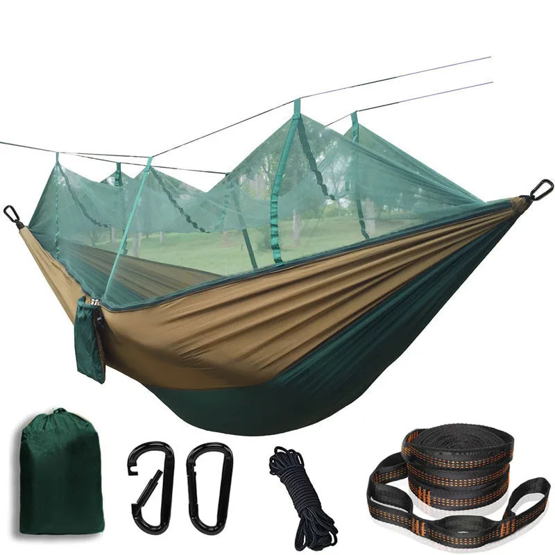 Lightweight Camping hammock with mosquito net Comfortable for Outdoor  Durable breathable 210T parachute nylon material Hammocks