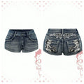 Women's Blue Denim Shorts Y2k Jeans Harajuku American Vintage High Waist Jorts Casual Jeans 2000s Embroidery Sexy Clothes Summer