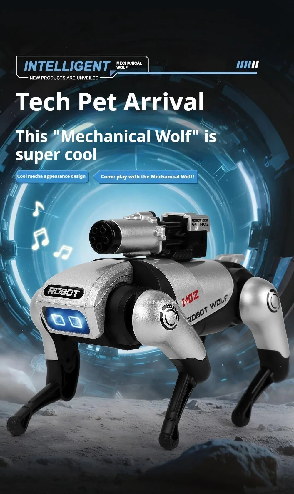Alloy Mechanical Wolf Technology Machine Model Toy Intelligent Walking Sound Light Touch Sensing Robot Toys for Boys Presents