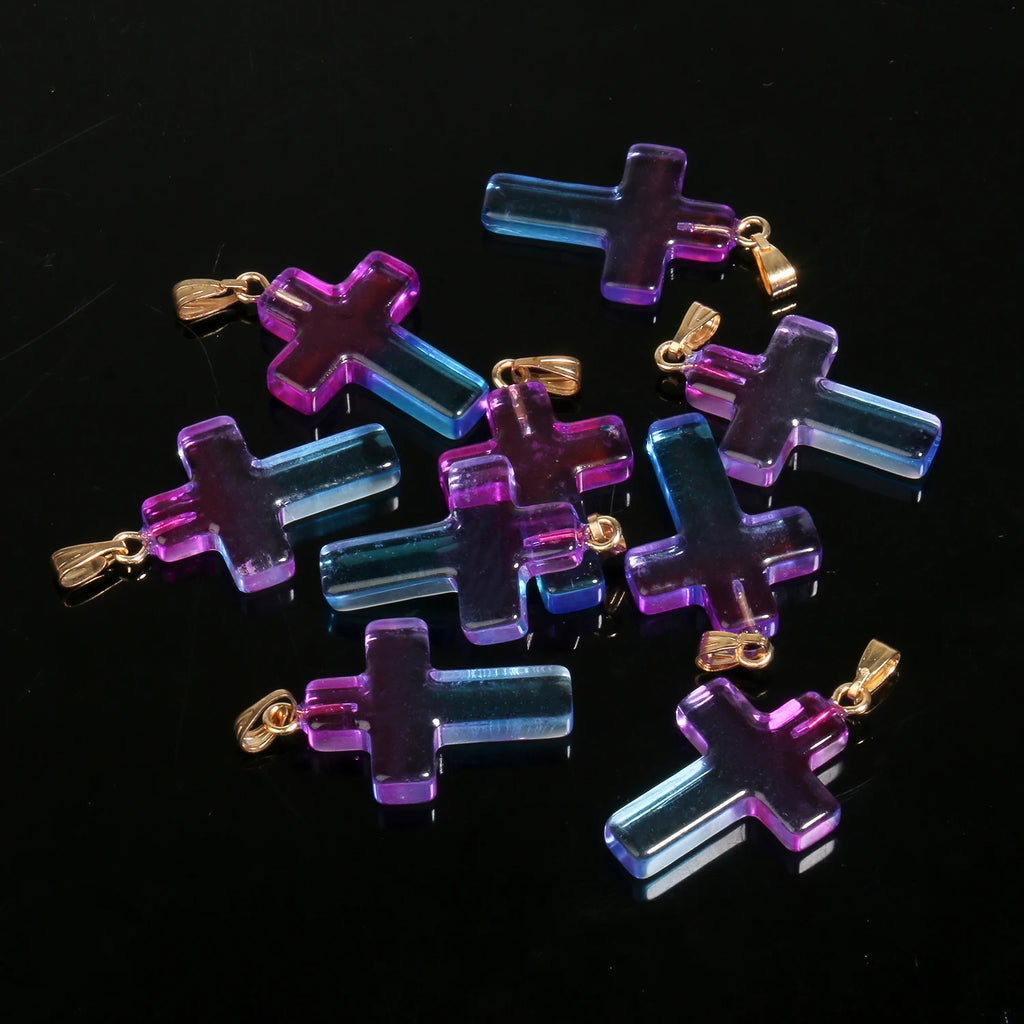 10pcs/lot 18x25mm Cross Lampwork Necklace Bracelet Czech Glass Charms Pendants for Jewelry Making Diy Bracelet Accessories