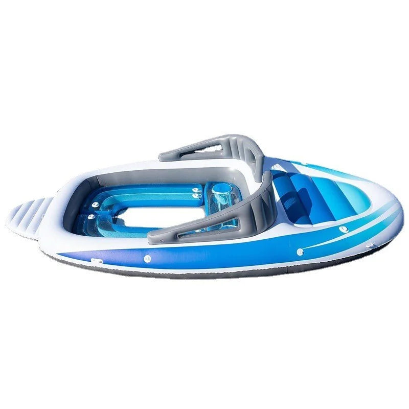 PVC thickened inflatable 6-person island floating bed pirate ship cutting multi-person water party yacht floating boat