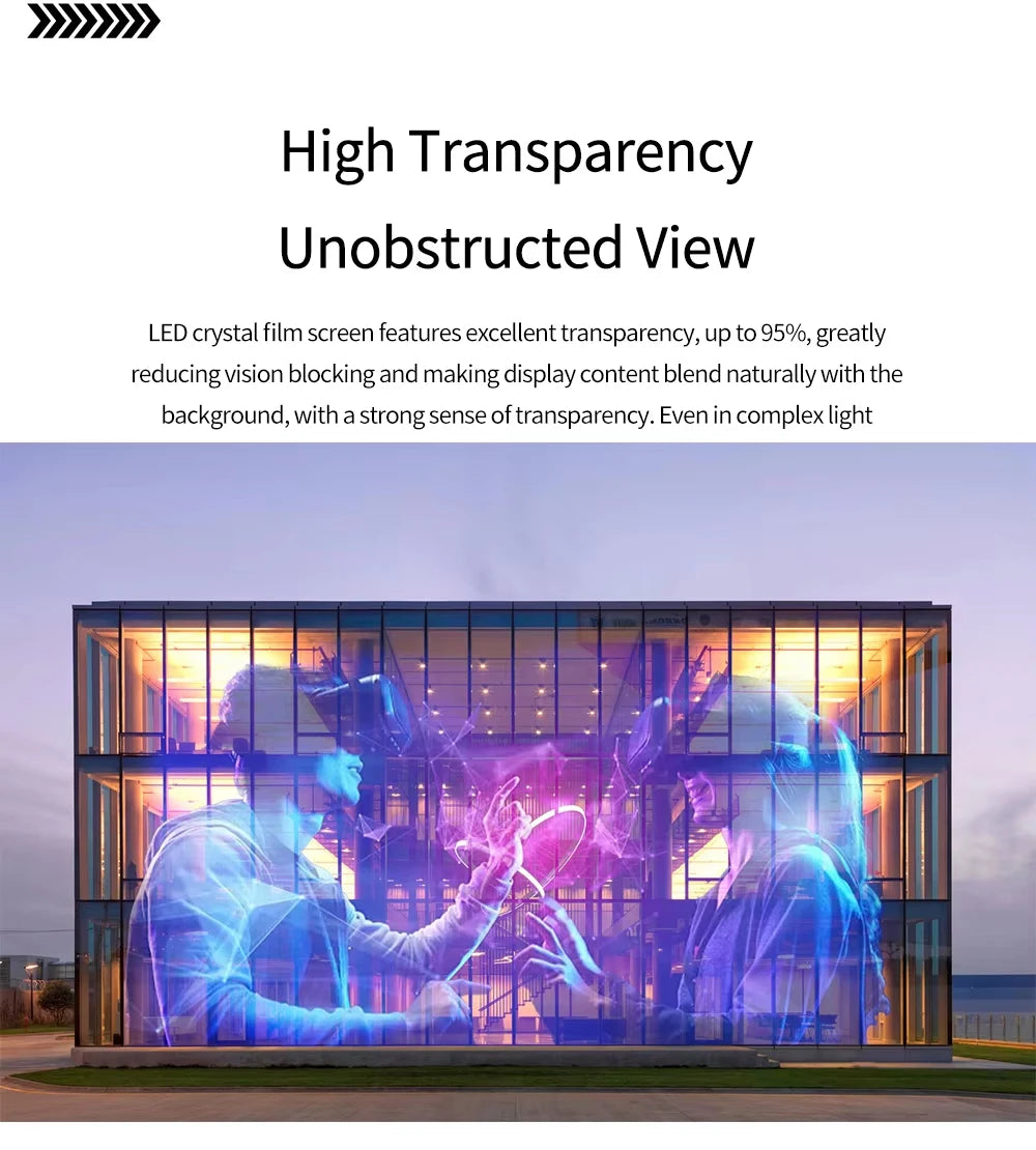High Brightness Transparent Film LED Screen Indoor Shop Window Advertising Flexible Display