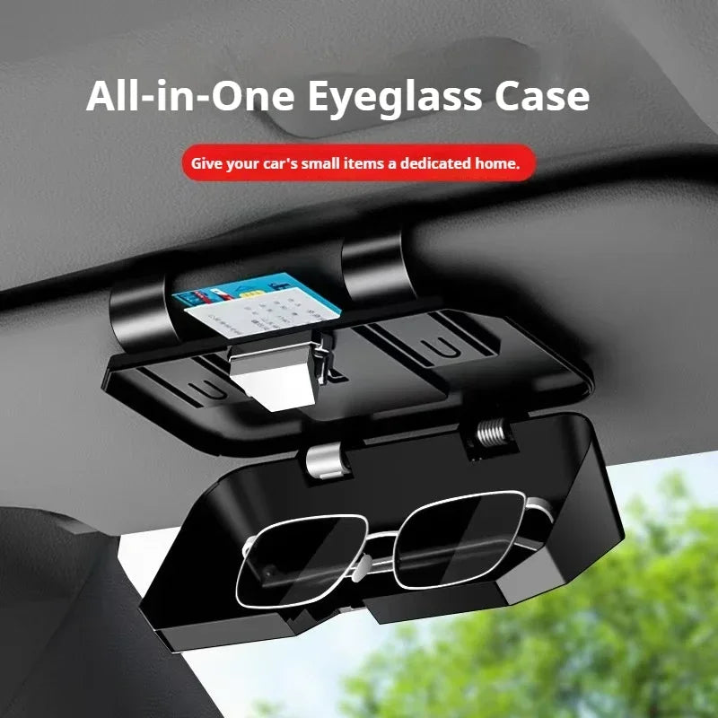 Premium Goatskin Texture Eyeglass Case for Opel Double Layer Storage Box for Glasses Cards Portable Multifunctional Organize
