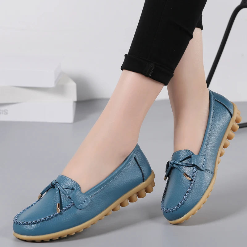 2025 New Woman Flats Shoes Ballet Flat Sneakers Genuine Leather Spring Soft Moccasins Ladies Boat Ballerina Espadrilles Creepers