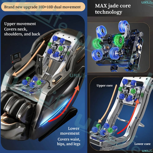 2026 MAX6D Dual-Core Jade Massage Chair with Calf Massage, 152cm Dual SL Track, AI Voice Control, Zero Gravity Mode