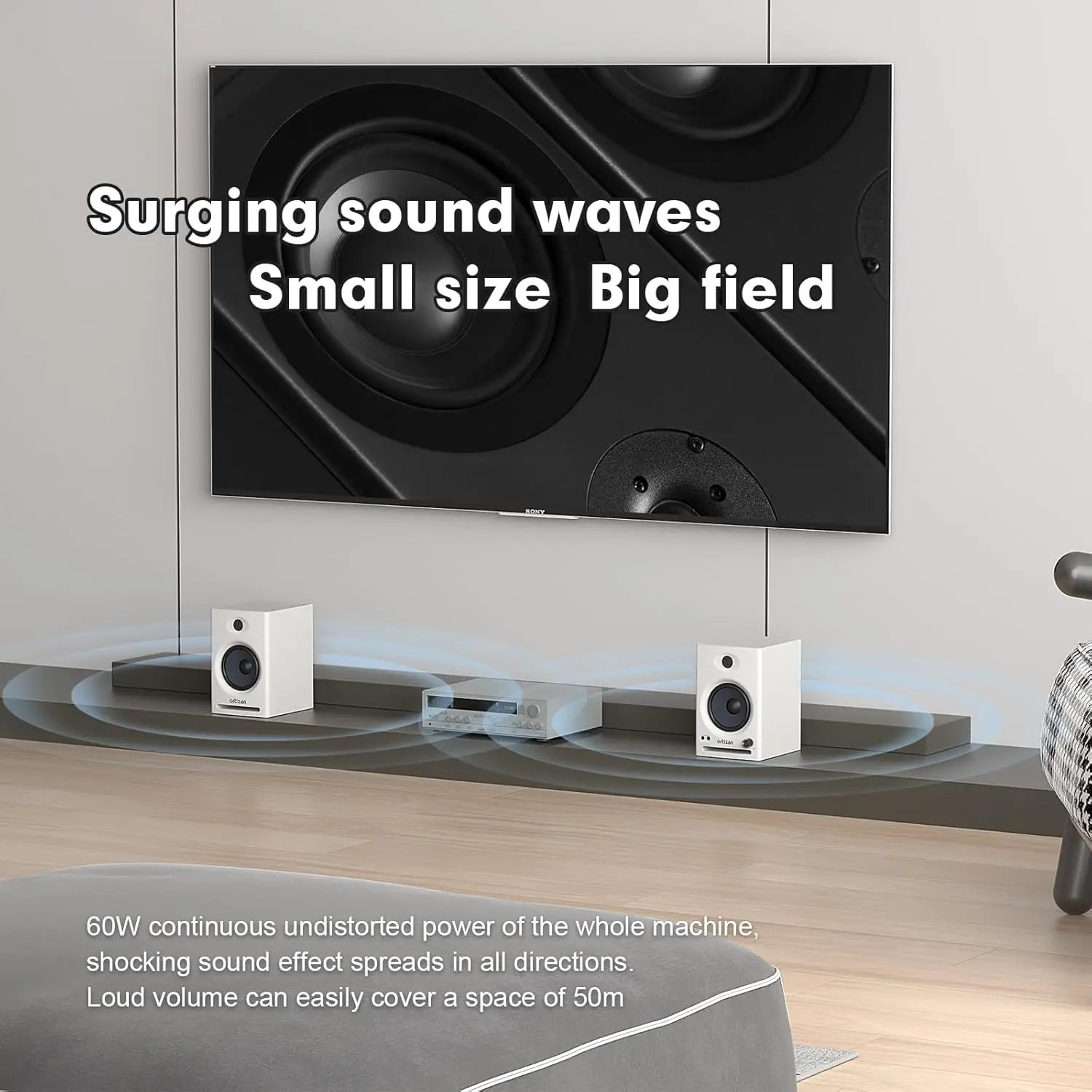 Enceintes de bibliothèque actives Ortizan, moniteur de studio, Bluetooth 5.3 sans fil, ordinateur, TV, PC, DAC USB, système de caisson de basses Hi-Fi pour la maison